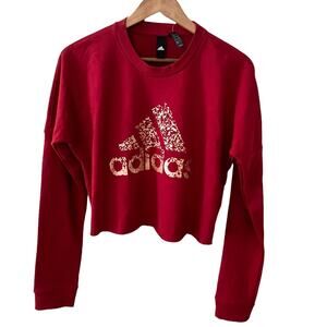 Adidas cropped metallic logo Sweatshirt Brick Red XS